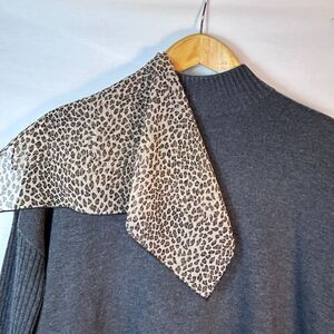 VTG Tan Black Mini Leopard Print Sheef Chiffon 17" Square Scarf